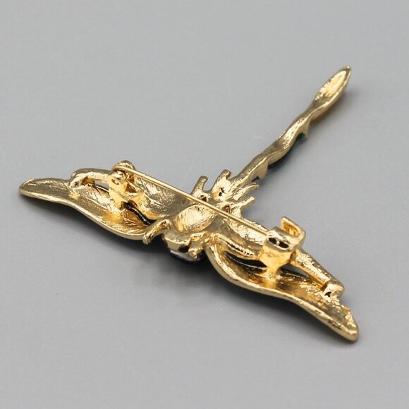 Jewelry necklace dragonfly symbol of change large gold tone blue green elegant - Picture 5 of 6